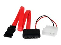StarTech.com Câble adaptateur 30 cm Slimline SATA vers SATA avec alimentation LP4 - Câble SATA - Serial ATA 150/300/600 - SATA Slimline (F) pour SATA, alimentation interne 4 broches (12 V) - 30 cm - rouge SLSATAF12