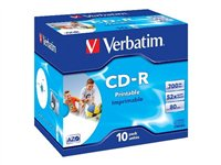Verbatim - 10 x CD-R - 700 Mo (80 min) 52x - surface imprimable par jet d'encre, surface imprimable large - boîtier CD 43325