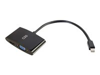 C2G 20cm Mini DisplayPort to HDMI or VGA Adapter Converter 4K UHD - Black - Adaptateur vidéo - Mini DisplayPort mâle pour 15 pin D-Sub (DB-15), HDMI femelle - 20.3 cm - blindé - noir - support 4K 80935