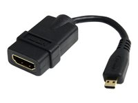 StarTech.com Câble adaptateur HDMI haute vitesse de 12cm - Convertisseur HDMI vers Micro HDMI - F/M - Noir - Adaptateur HDMI - HDMI femelle pour 19 pin micro HDMI Type D mâle - 1.2 cm - blindé - noir - pour P/N: HDMM30CM HDADFM5IN